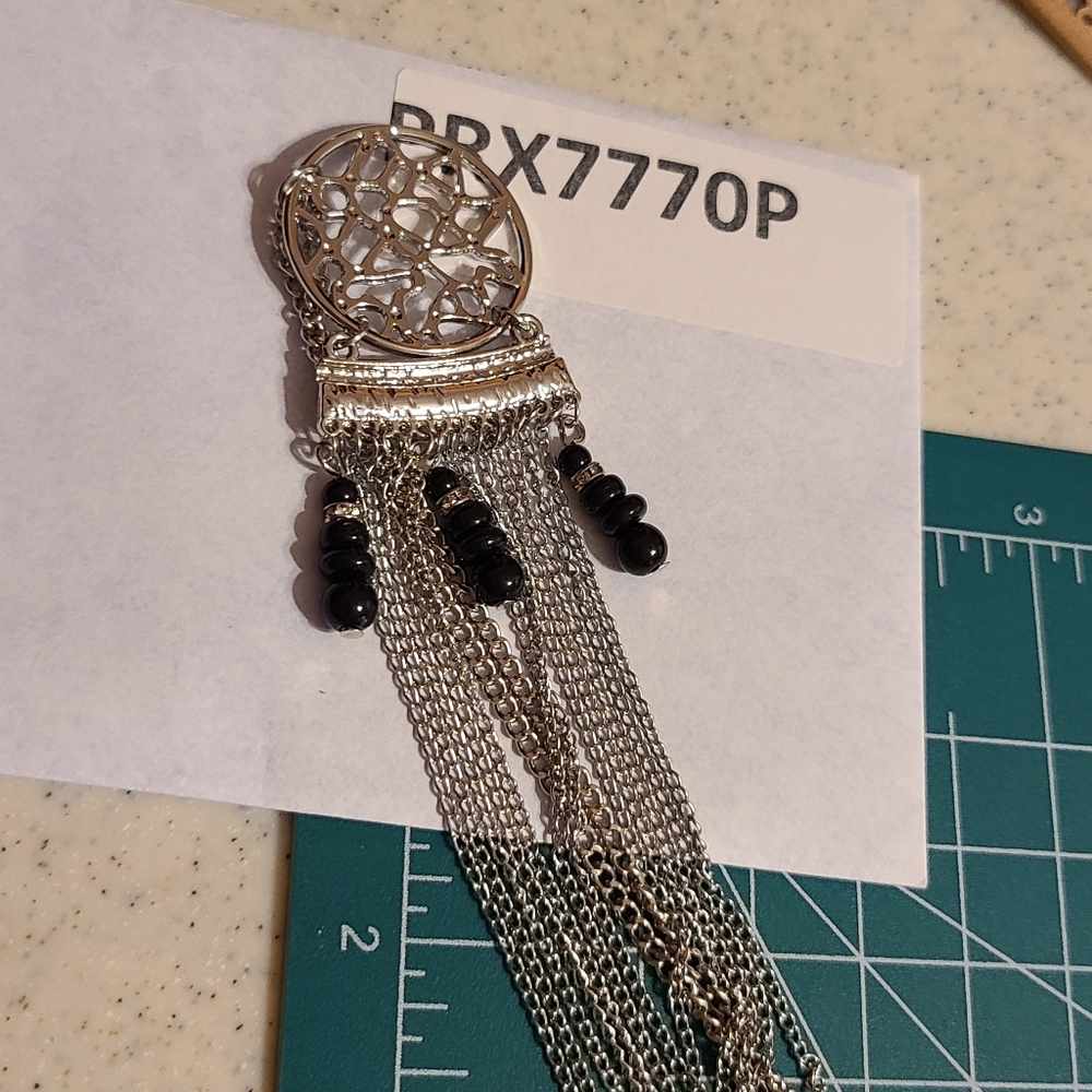 American Vintage Silver and Black Tassel Necklace - Picture 5 of 8